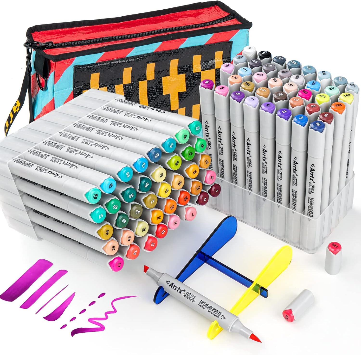 80 Colour Alcohol Marker Pens, Arrtx Oros Brush & Chisel Tip Sketch Art