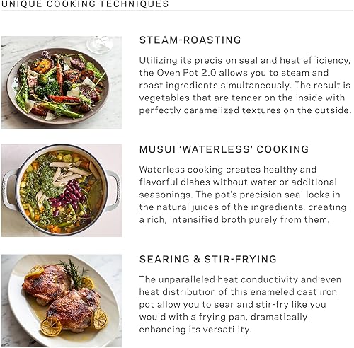 Miniatura 6 de Vermicular Horno Pot 2.0  Olla ligera de hierro fundido esmaltado  10.2 in (5.9 Qt)  No tóxico  Compatible con inducción  Horno holandés  Fabricado