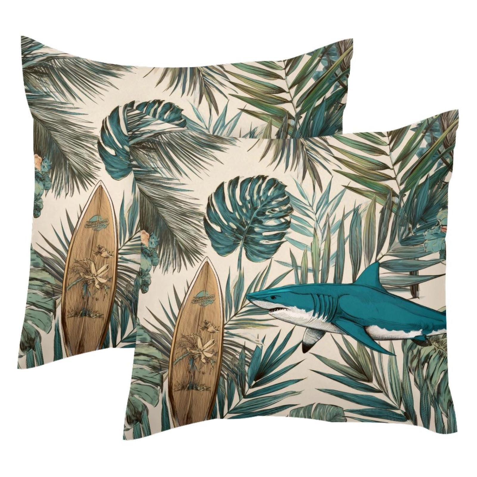 Housses de coussin en velours de qualité supérieure 50x50 motif palmier et surf