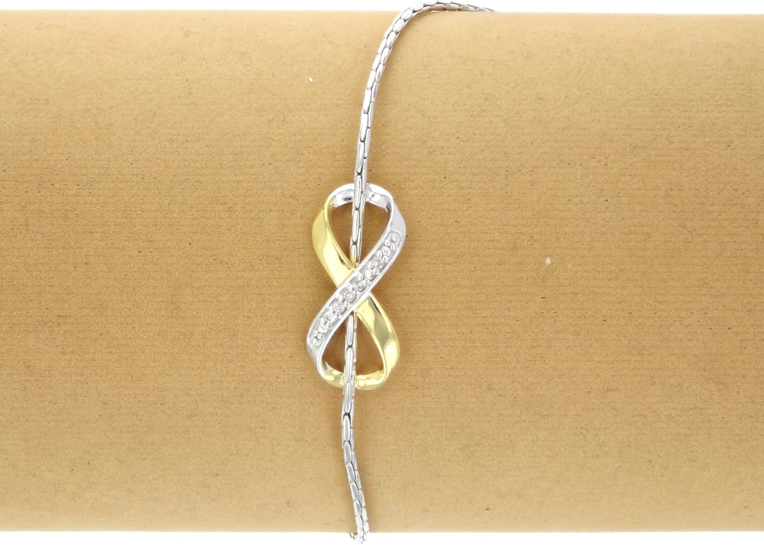 VIR JEWELS 1/20 cttw Diamond Bracelet Yellow Gold Plated Over .925 Sterling Silver Infinity - Yellow