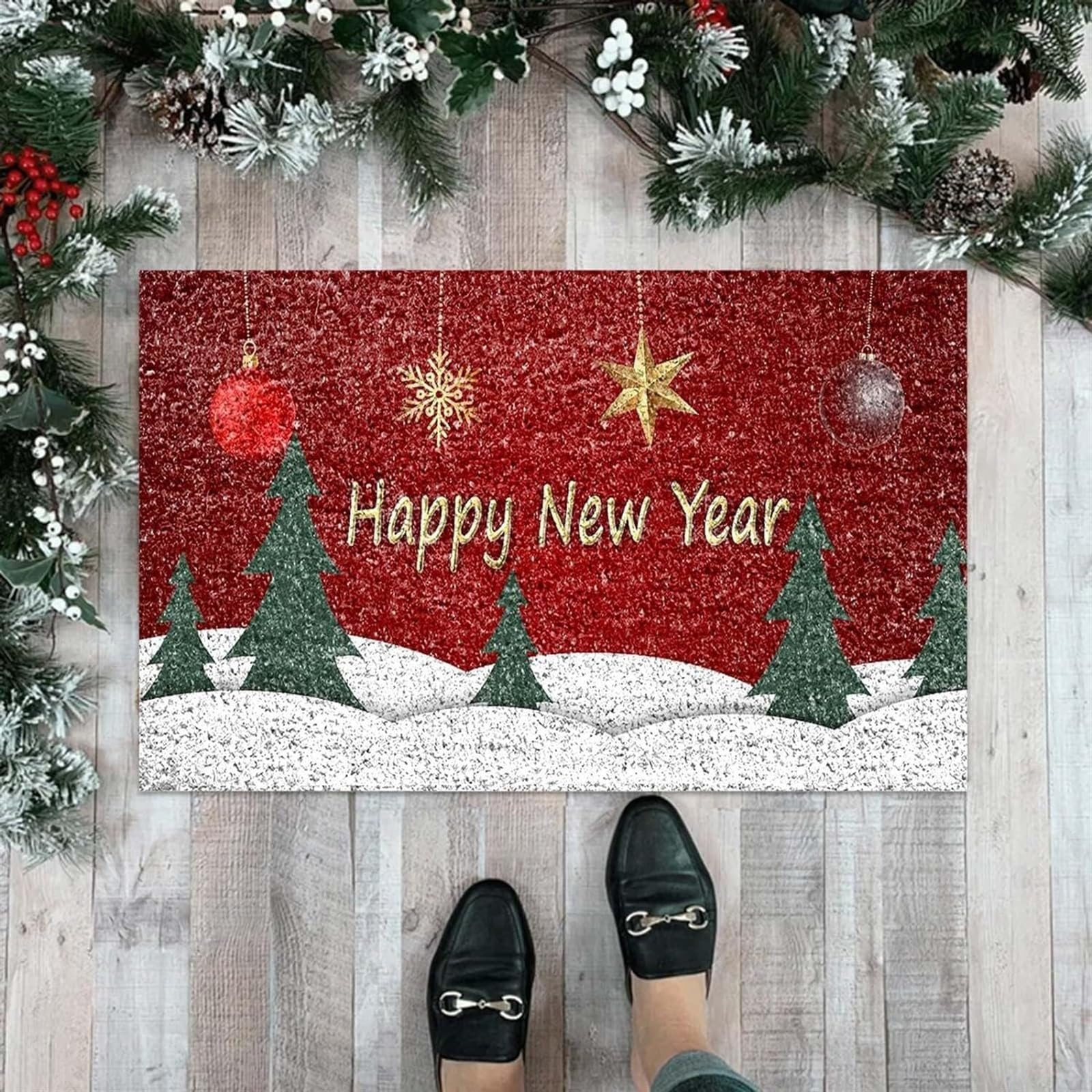Felpudo Casa Felpudo para Puerta, Temporada Navideña, Regalo De Inauguración De La Casa, Decoración Navideña, Tapete De Bienvenida Navideño Felpudo Entrada Casa(A,50x80cm)