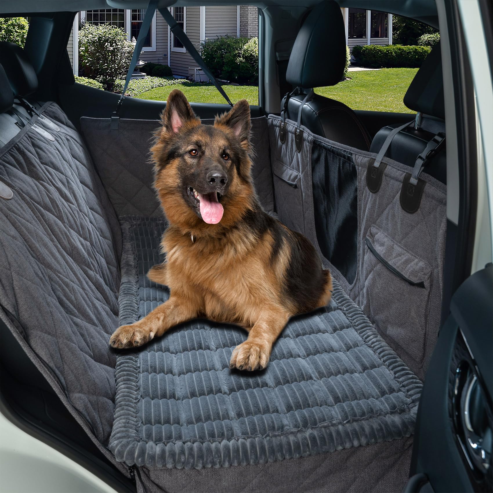 HAPYFOST Dog Bed for Car Back Seat, Non-Slip Backseat Pet Bed Mat for Travel, Soft Dog Seat Cover Blanket Washable Couch Protector Fit for Hammock