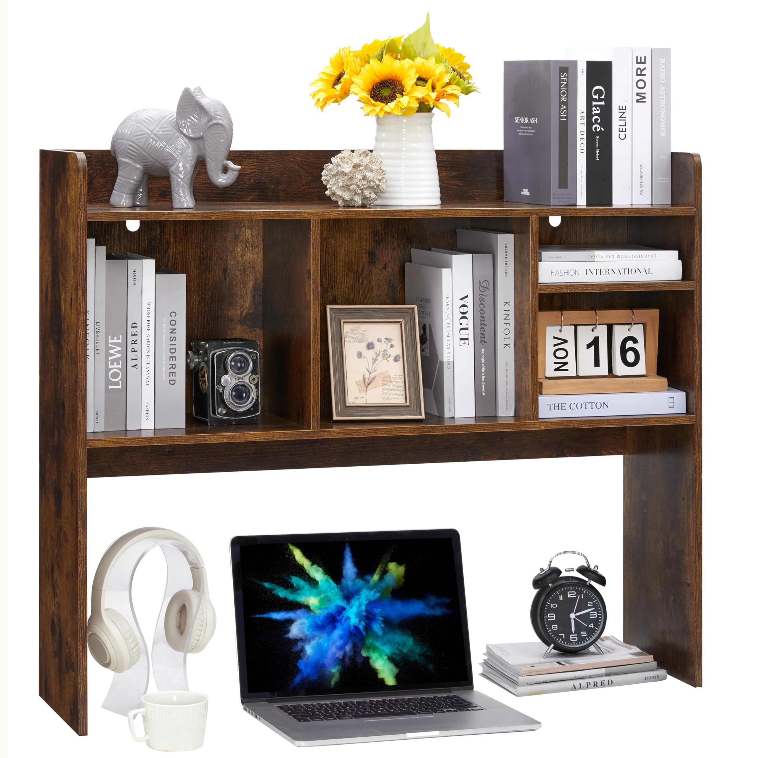 Ladder Desktop Shelf Desk Hutch 3-Tier For Computer Desk, Desktop - View #9