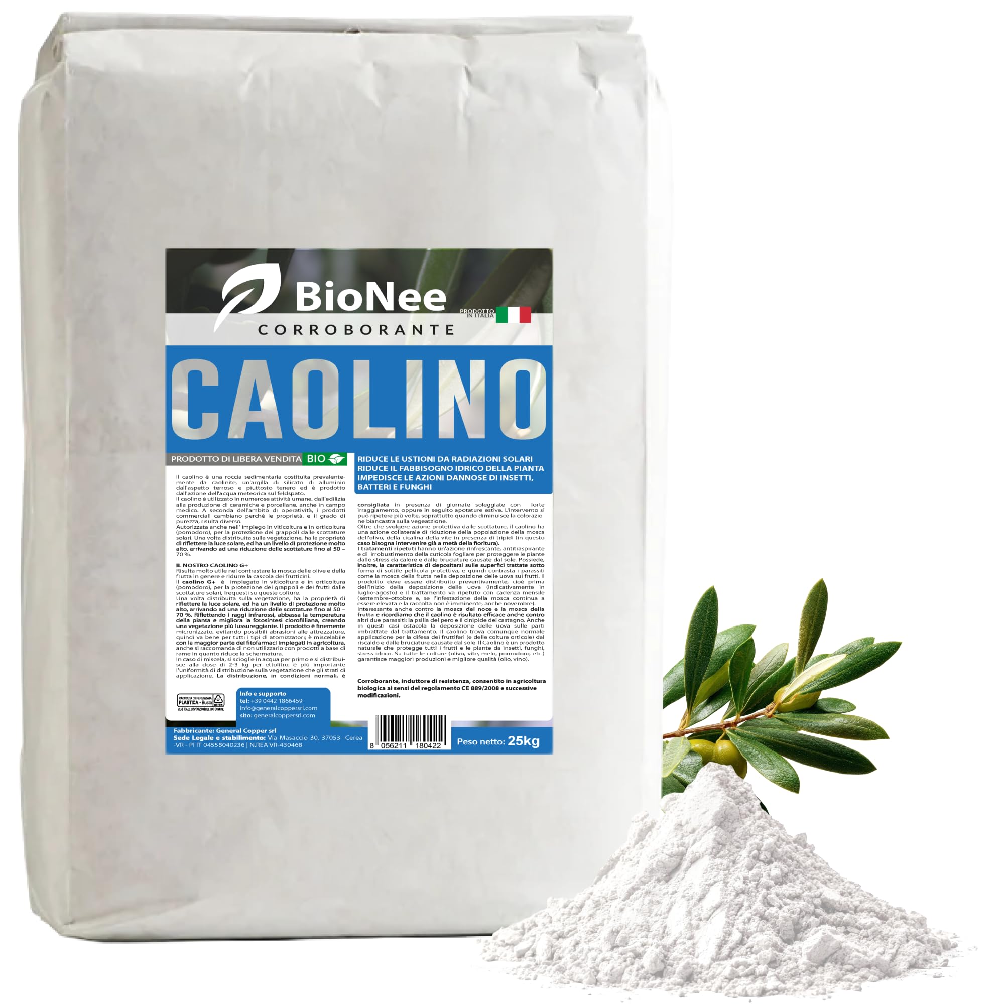 Caolino corroborante potenziatore difese naturali MOSCA DELL'OLIVO (25 kg)