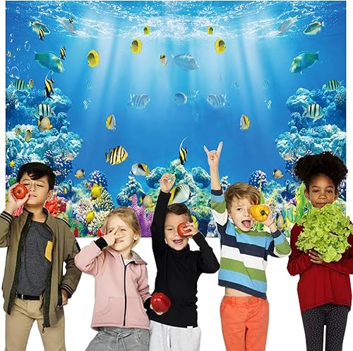 Miniatura 3 de Telón de fondo bajo el mar de 7 x 5 pies, fondo de fondo de sirena de océano, baby shower, país de las maravillas subacuario, corales, fiesta de