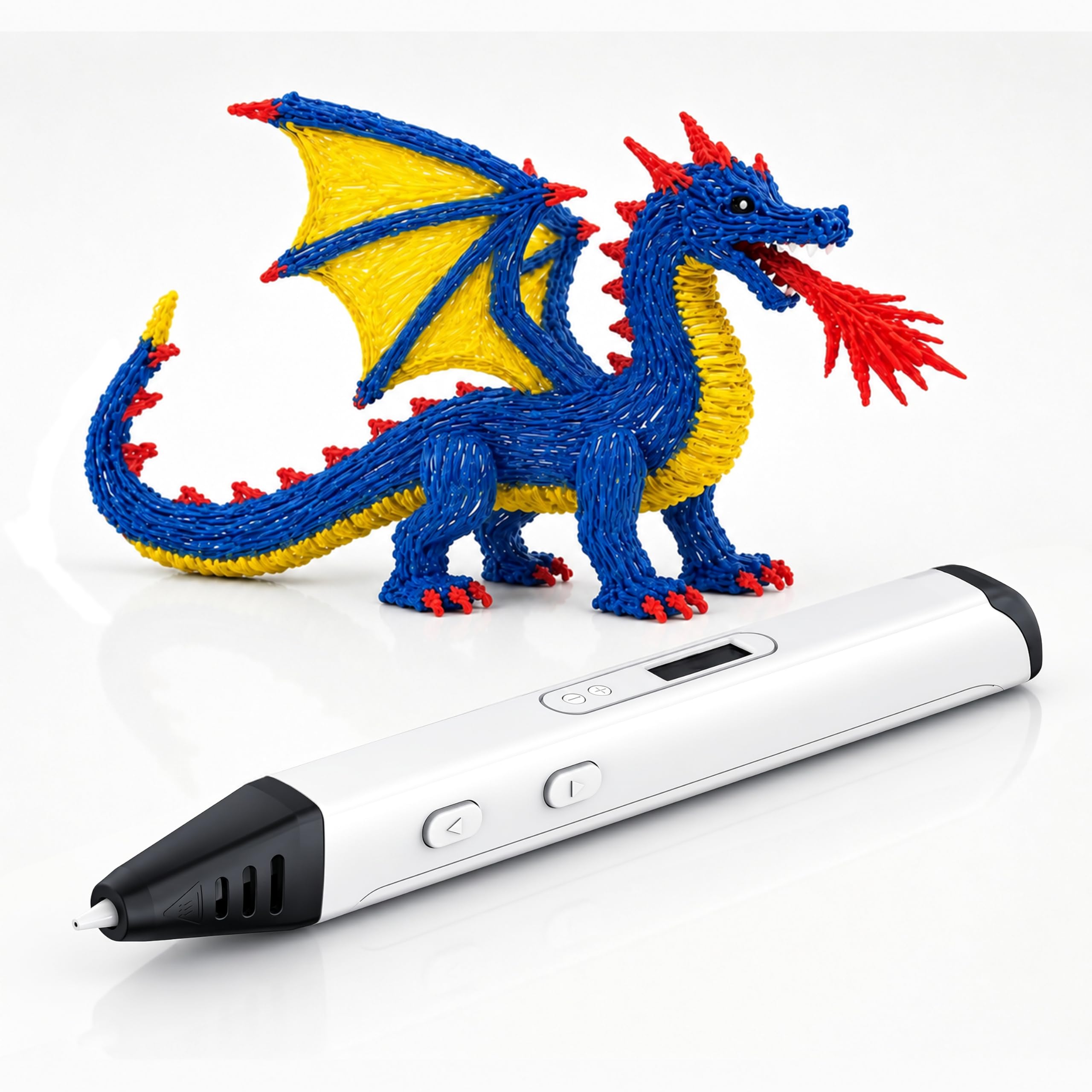 CSL – 3D Druckstift Starterkit - mit OLED Display - kabellos – inkl. PLA-Filamente - USB C – 3D Stift für kreatives Gestalten/Basteln – Jungendliche und Erwachsene
