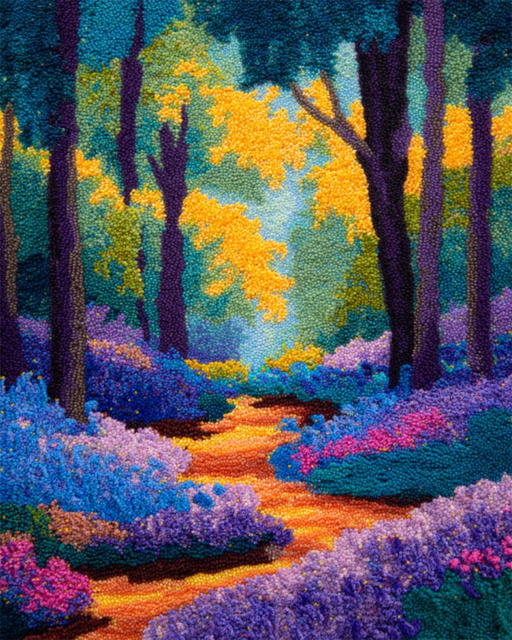 AxiangziK Landscape DIY Latchook Kit Colorful Forests DIY Latch Hook Rug Making Kits for Beginners Unfinished Crocheting Tapestry Embroidery Carpet 39x55in