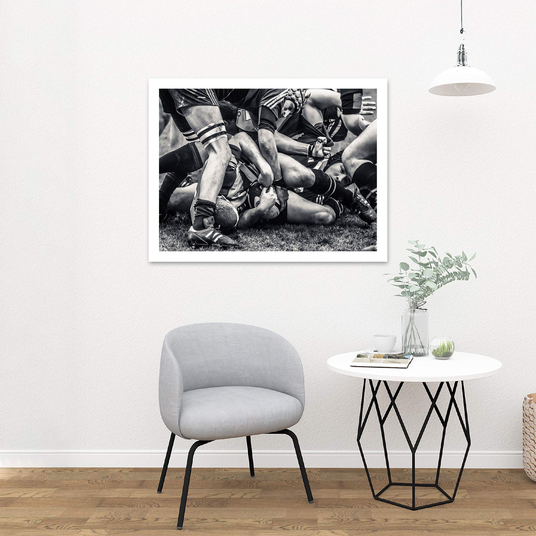 Wee Blue Coo Rugby Football Scrum Framed Art Print - 18x24 Inch Photo Poster, Ready To Hang - View #3