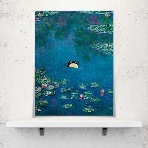Miniatura 2 de Lienzo de lirios de agua vintage de Monet, arte de pared famoso floral, divertido póster estético de flores, paisaje, impresiones al óleo, pintura