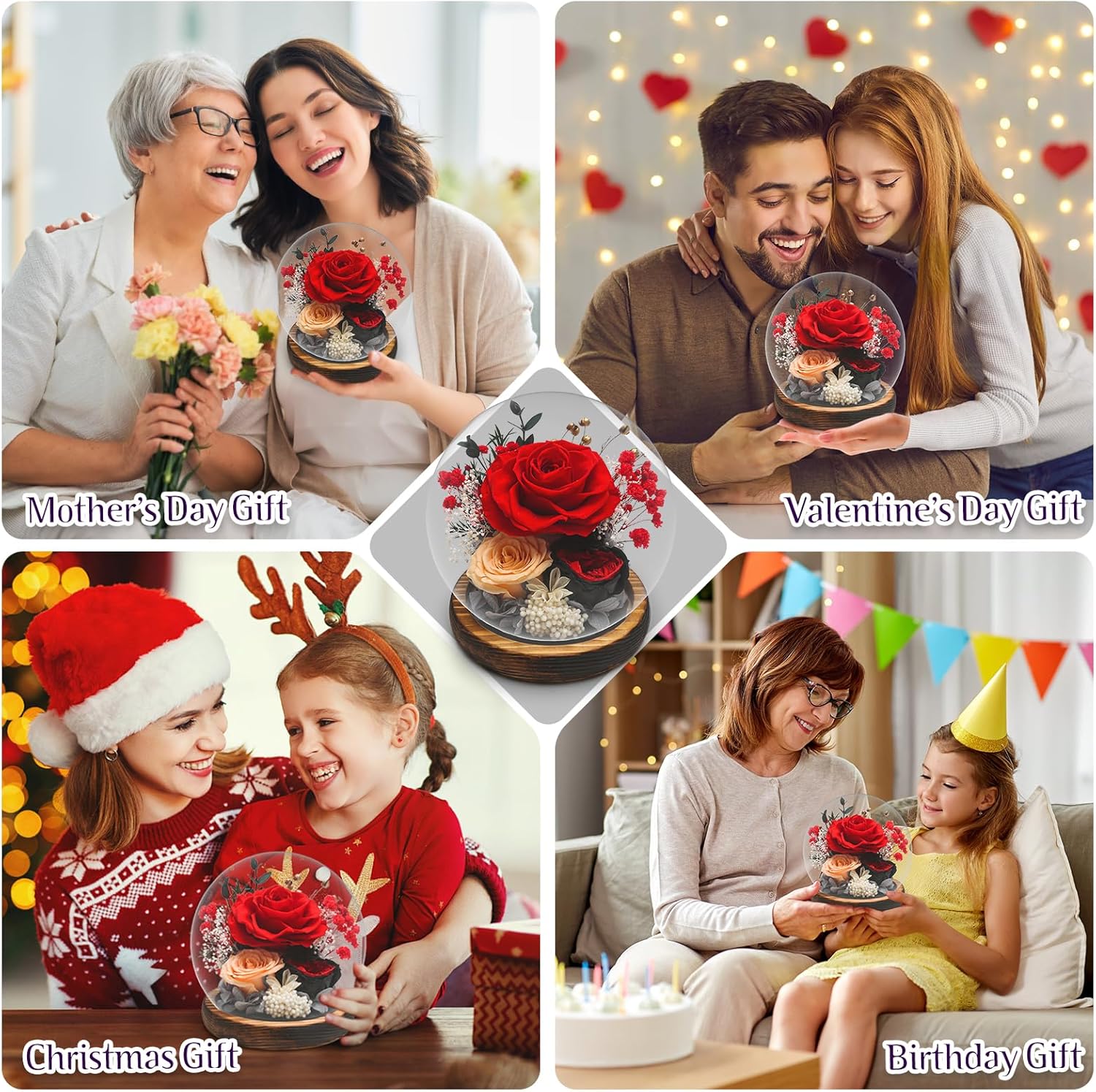 Forever Preserved Rose in Glass Dome with LED Lights - Eternal Rose Gift for Women, Prime Delivery - Valentine's Day Mother's Day Christmas Birthday for Wife Girlfriend (red) - Image 7