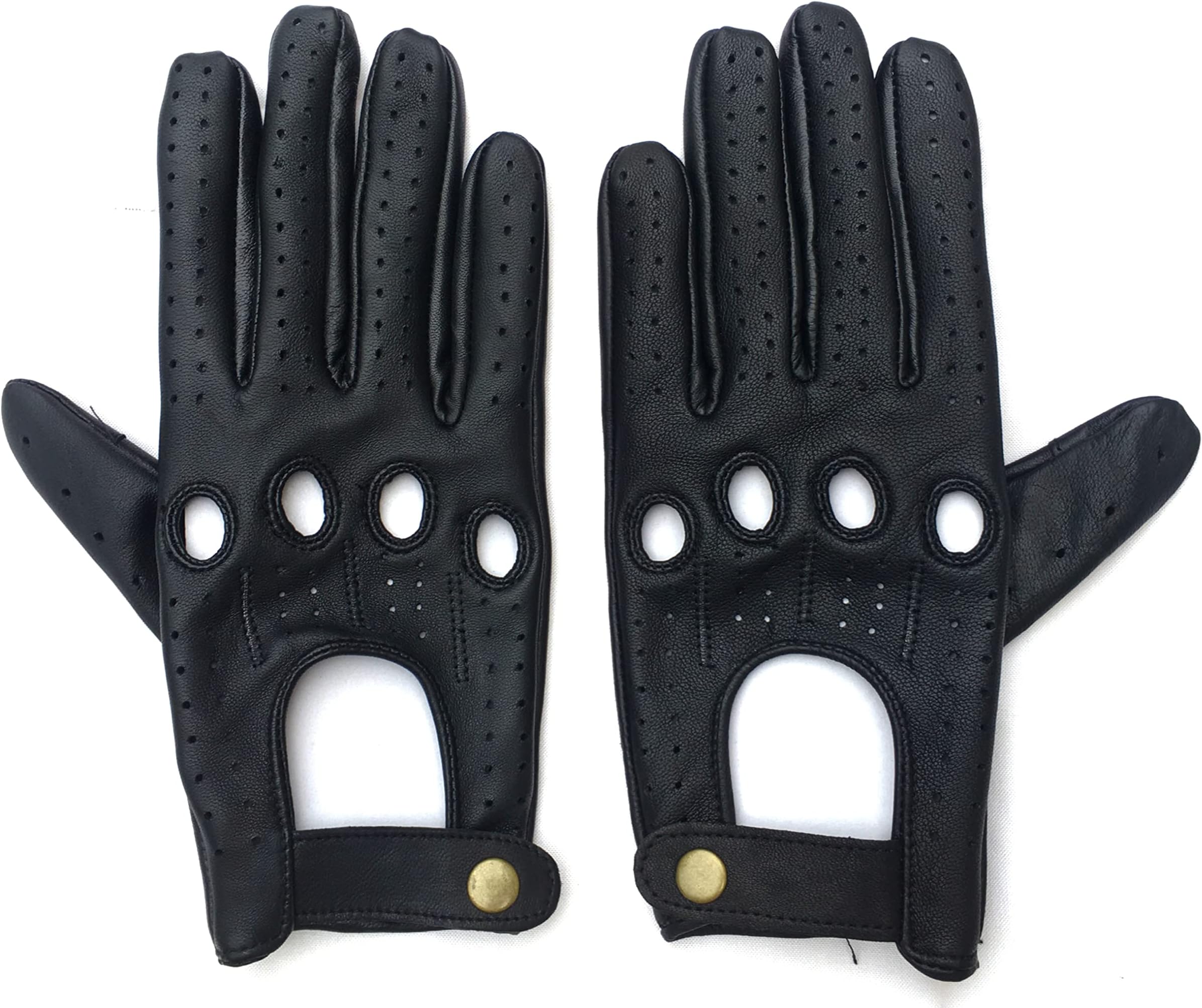 Aim Emporium Men's and Women's Genuine Leather Cycling Gloves Car Driving Riding Motorcycle Leather Pure Gloves Anti-Slip (Black) (M)
