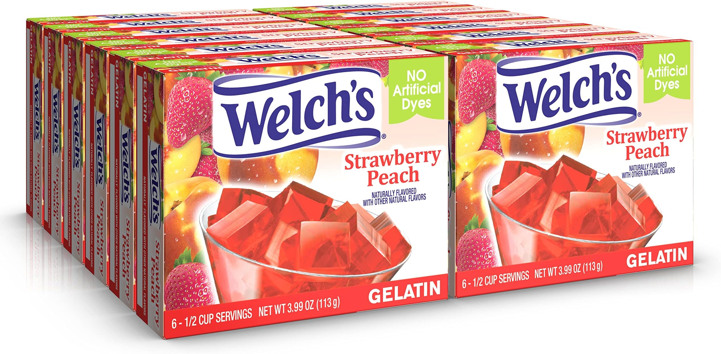 Welch's Strawberry Peach Gelatin, 3.99 Oz, Pack of 12