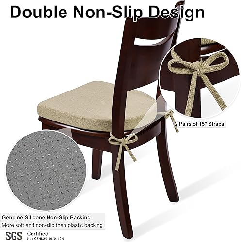 Miniatura 4 de Shinnwa - Cojín para silla con lazos para sillas de comedor