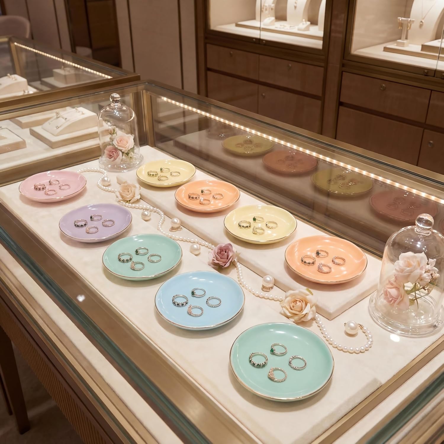 Shappy 24 Pcs Christmas Ceramic Jewelry Tray Gift 4.5 Ring Dish Bulk Decorative Trinket Dish for Birthdays Gift