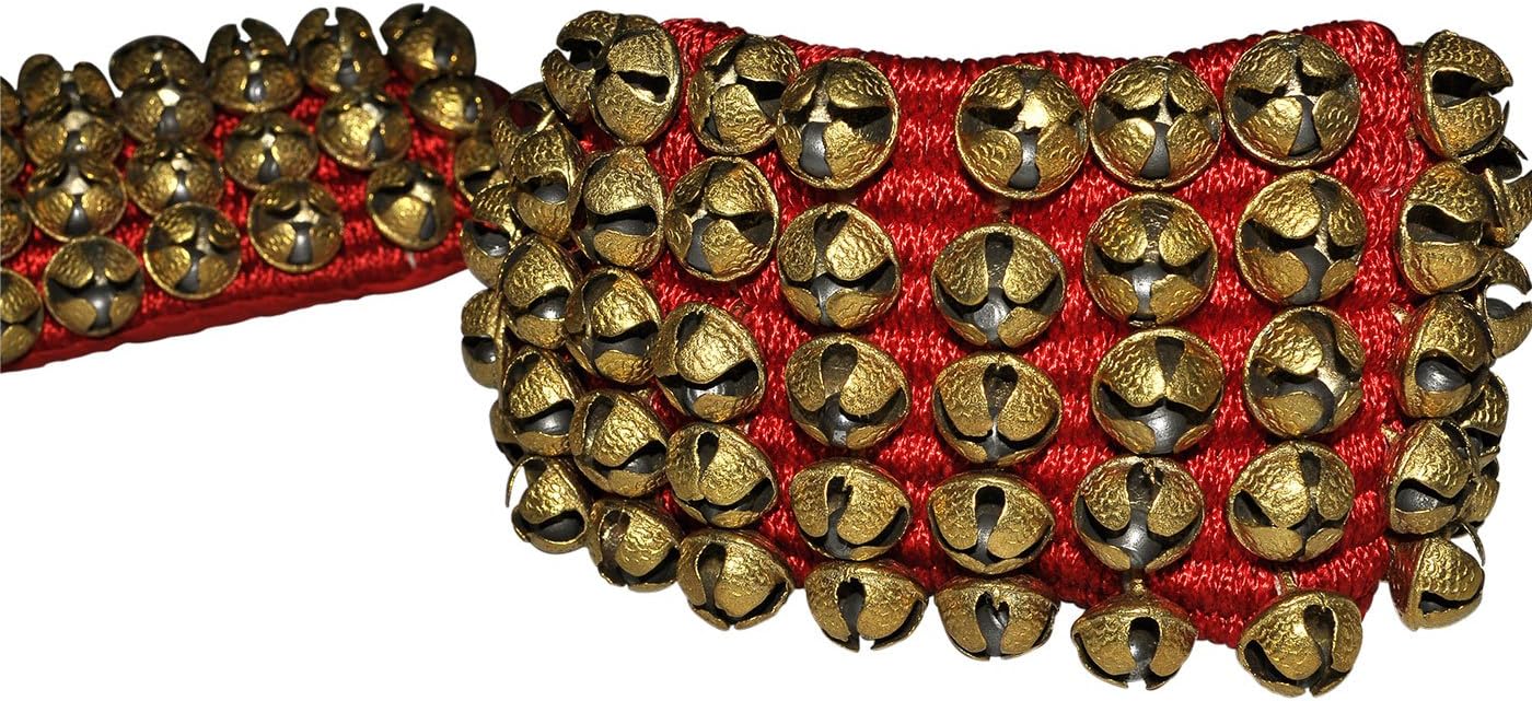 Red Pad Ghungroo Pair, 5 line of Bells Mounted on Good Quality Pads : Musical Instruments