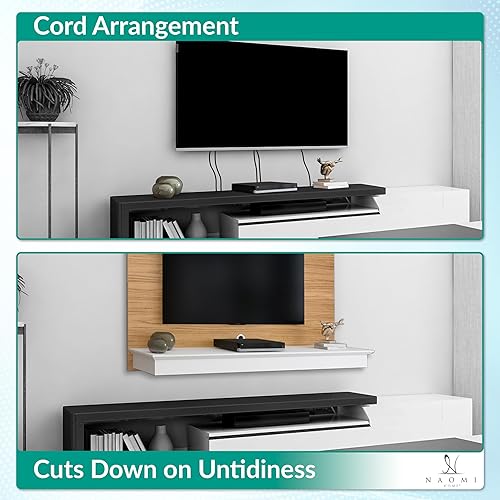 Miniatura 8 de Zola - Centro multialmacenamiento de pared para televisores de hasta 70 pulgadas, centro de entretenimiento con almacenamiento, soporte de TV