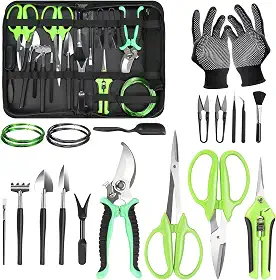 FTUREERA Kit de Ferramentas para Bonsai, Conjunto de Ferramentas de Jardinagem de 21 Peças Inclui Tesouras de Poda de Jardim, Tesoura para Aparar Plantas, Fio de Treinamento, Ferramenta para Suculenta
