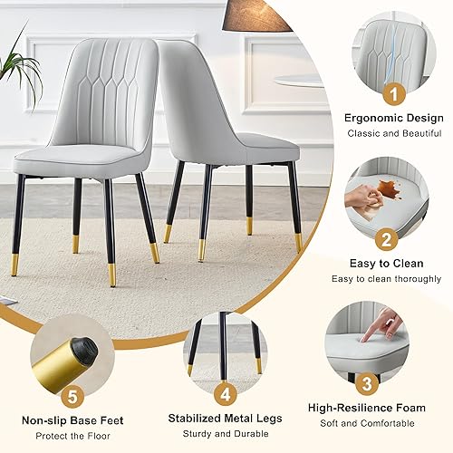 Miniatura 6 de Juego de mesa de comedor de 5 piezas, moderno juego de mesa de comedor de mármol para 4, juego de mesa de cocina blanca para 4, mesa rectangular y