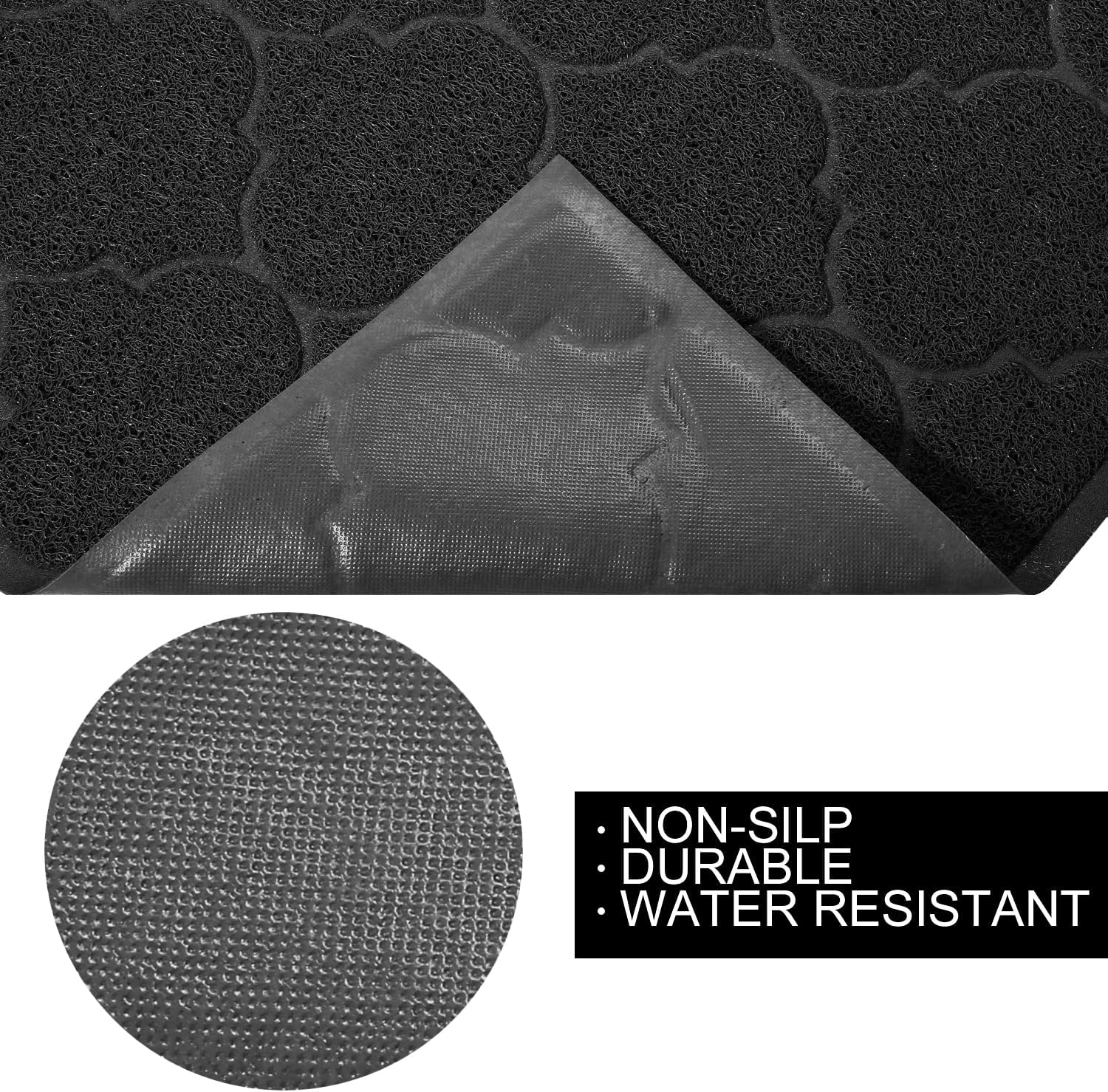 XL Black Phthalate-Free Easy Clean Cat Litter Mat