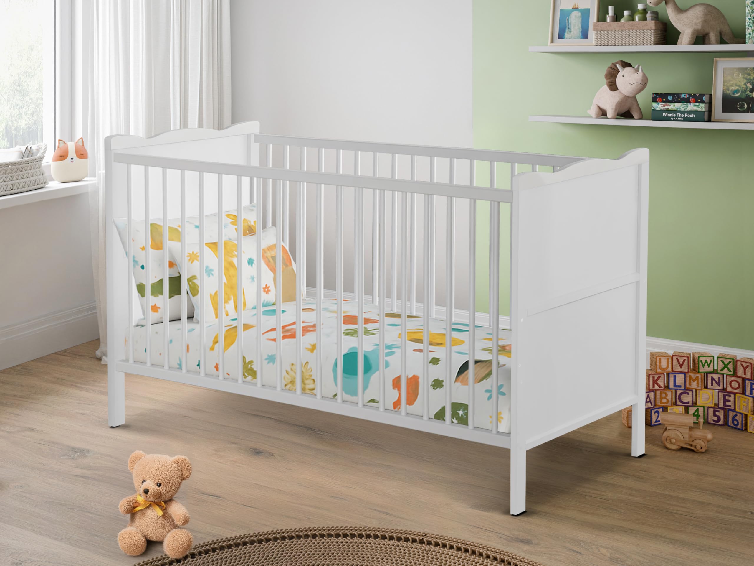 Lettino trasformabile in legno bianco per neonati, 140 x 70 cm