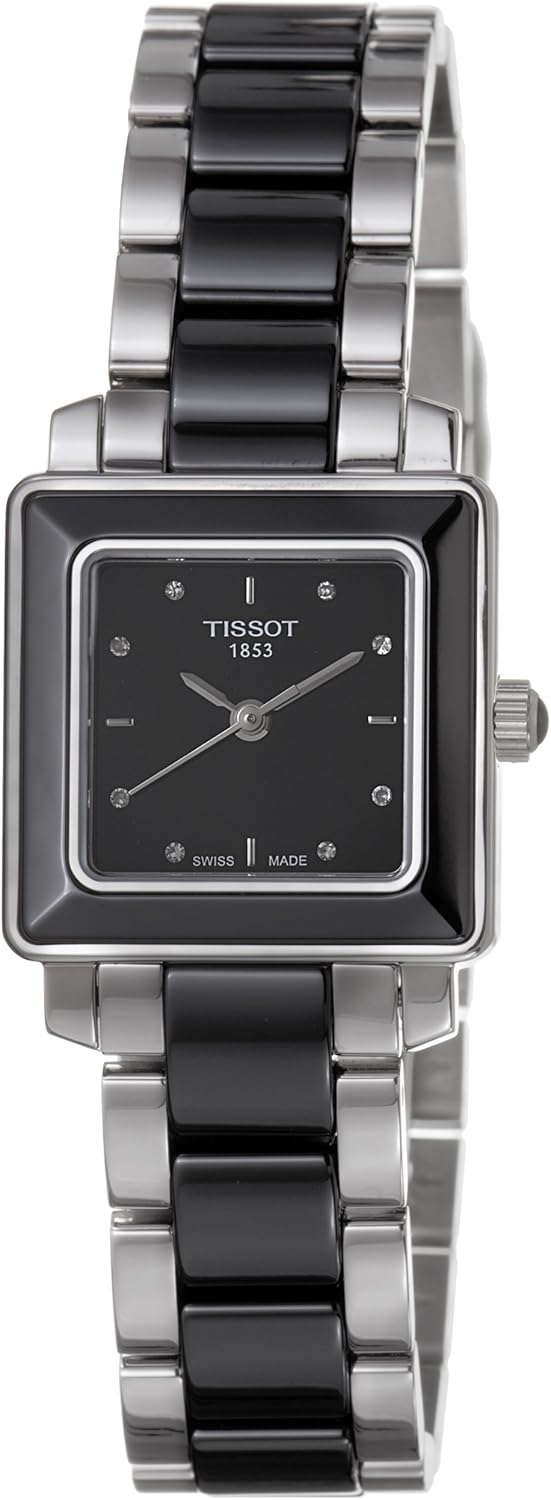 Tissot t064.310.22.056.00 ceramica nero quadrante orologio da donna