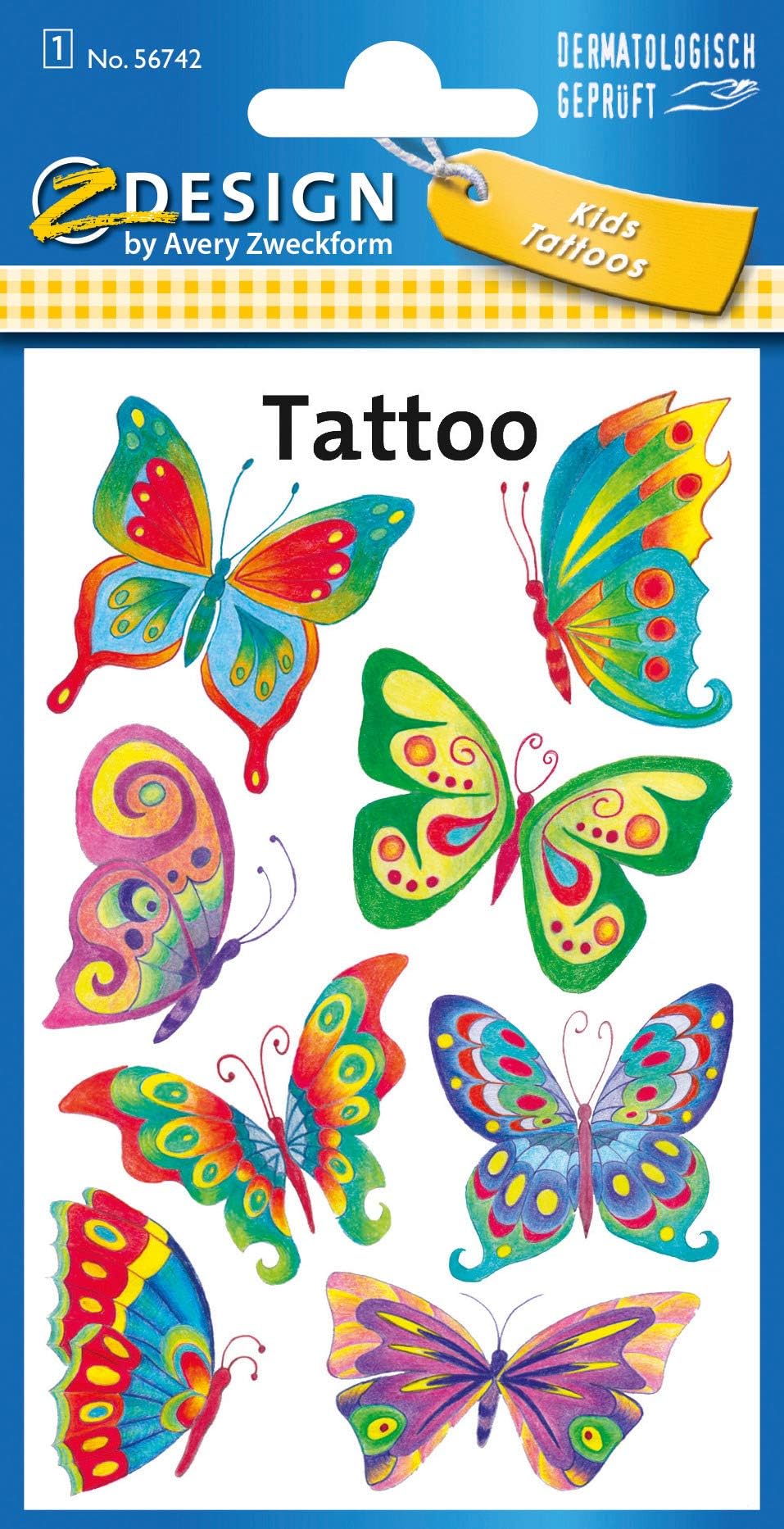 Avery Zweckform 56742 Children Butterfly Tattoos 8 Sticker