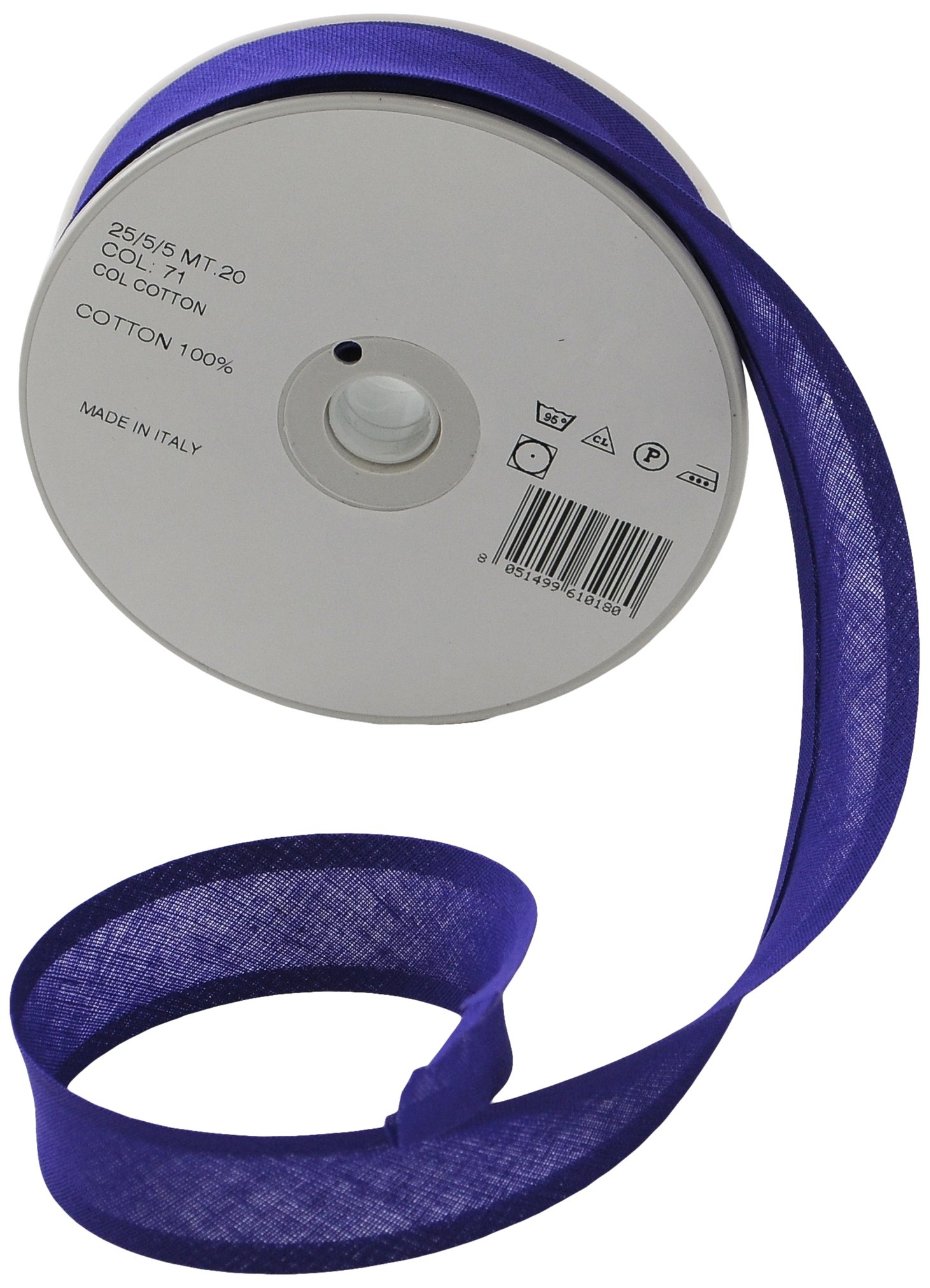 Inastri Trimz 25/5/5 mm Cotton Bias Binding, Purple 71 – Double‑Fold Sewing Tape for Quilting, Dressmaking & DIY Crafts
