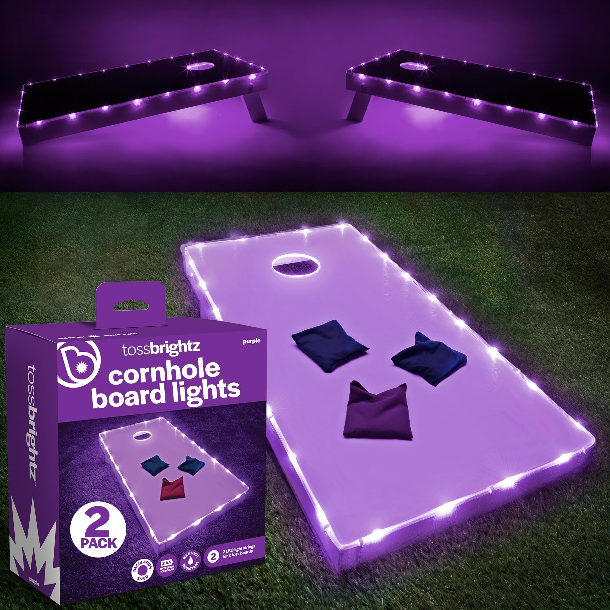 TossBrightz LED Cornhole Lights (Set of Two) - Weather Resistant Kit