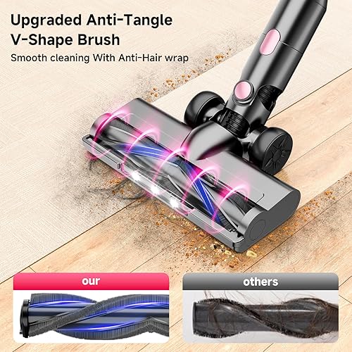 Miniatura 5 de Aspiradora inalámbrica, potente aspiradora 8 en 1 con tiempo de funcionamiento de 45 minutos, aspiradoras antienredos para el hogar, aspiradora