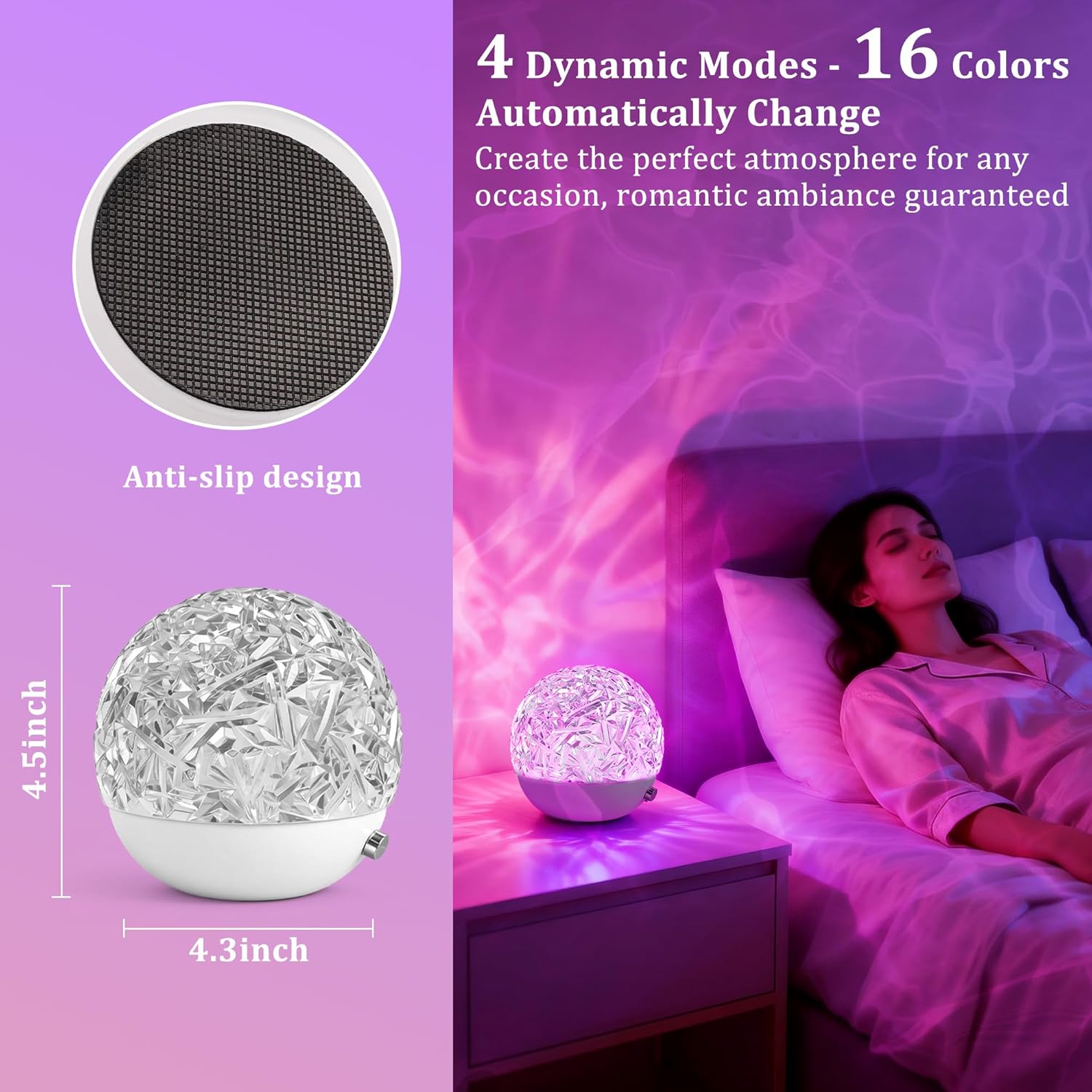 redaica Mood Lighting for Bedroom, 16 Color Changing LED Mood Light, Aurora Ambient Lighting, Remote Control Dimmable Bedside Light, Night Light for Bedroom, Home Decor for Teen Girls Birthday Gifts