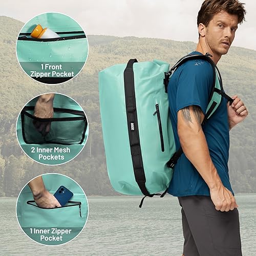 Miniatura 4 de MIER Bolsa de lona impermeable grande con parte superior enrollable para kayak, rafting, canotaje, natación, campamento, viajes, gimnasio, playa,