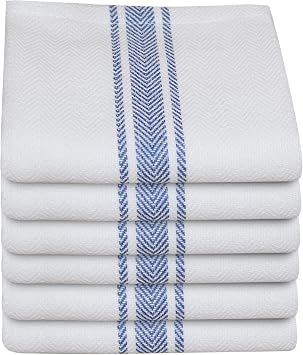 Flour Sack Towels | Tea Towel for Crafts | Cotton Dish Towels| Reusable Bulk Cleaning Cloths Blue Hand Towels| Soft Super Absorbent Quick Dry Dish Rags Machine Washable 6 Pack 15" x 25"
