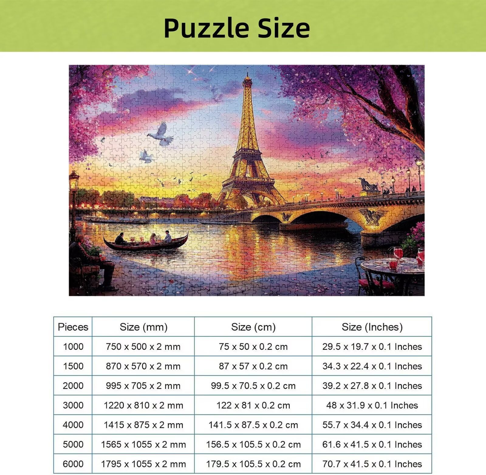 Puzzle Kwiaty wiśni 6000 elementów dla dorosłych, puzzle 6000 elementów dla dorosłych i dzieci od 14 lat, wieża Eiffla Puzzle najwyższej jakości drewno z wykwintnym pudełkiem do pakowania H-2872