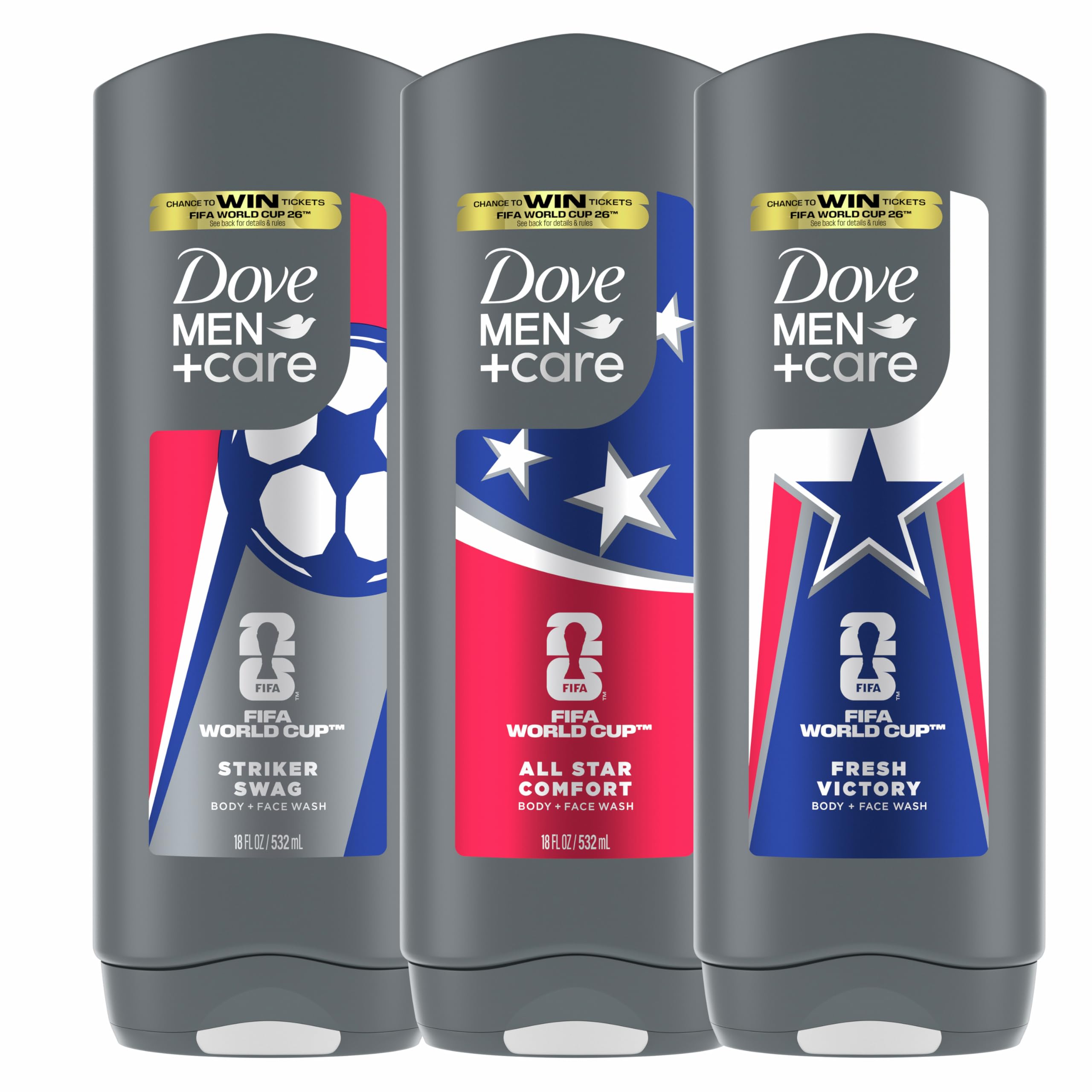 Dove Men Care FIFA World Cup 2026 Limited Edition Body Face Wash Mixed Pack MicroMoisture Hydration Skin Strengthening