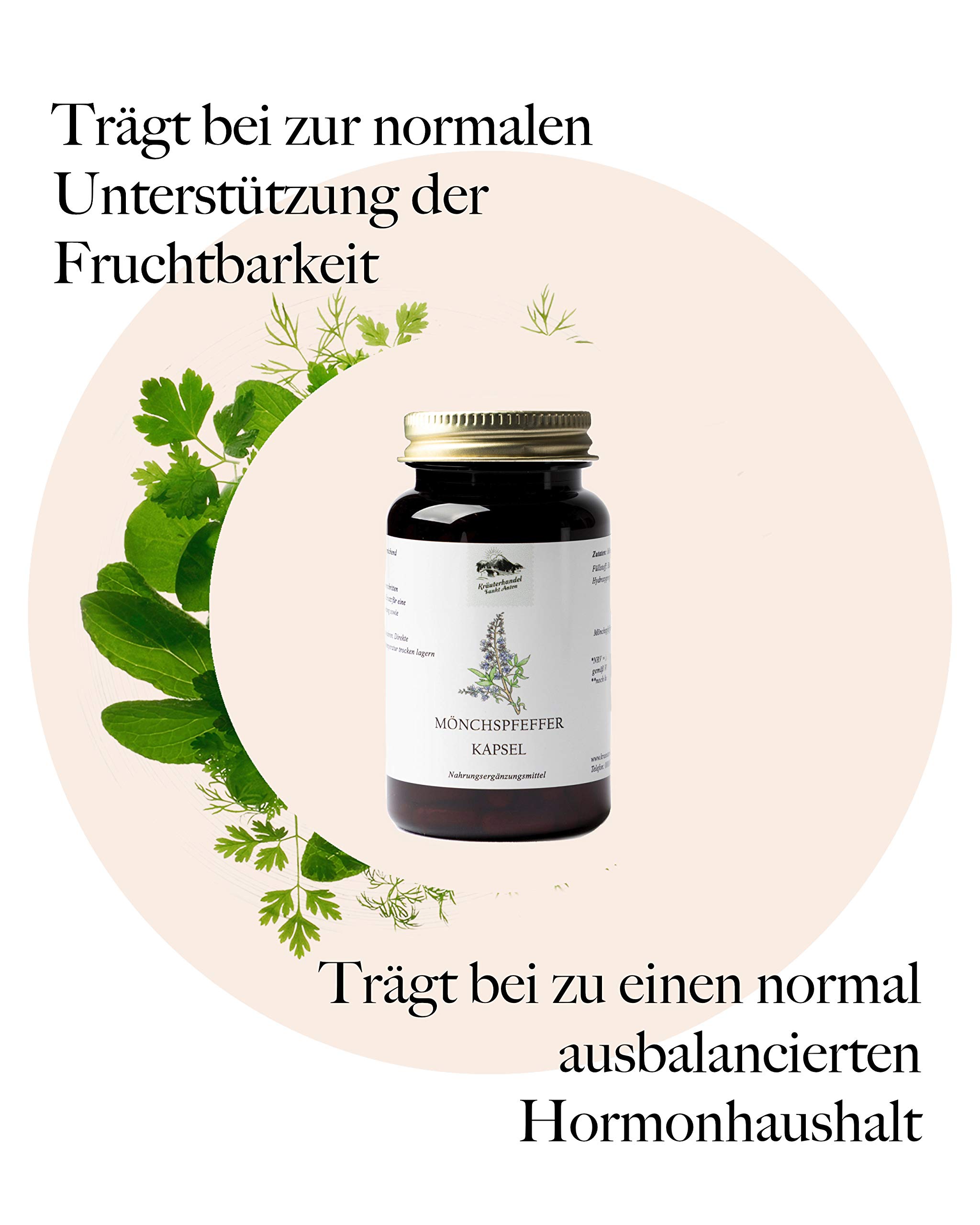KRÄUTERHANDEL SANKT ANTON - Mönchspfeffer Kapseln - 10 mg Mönchspfeffer-Extrakt - Hochdosiert 180 Kapseln - Deutsche Premium Qualität