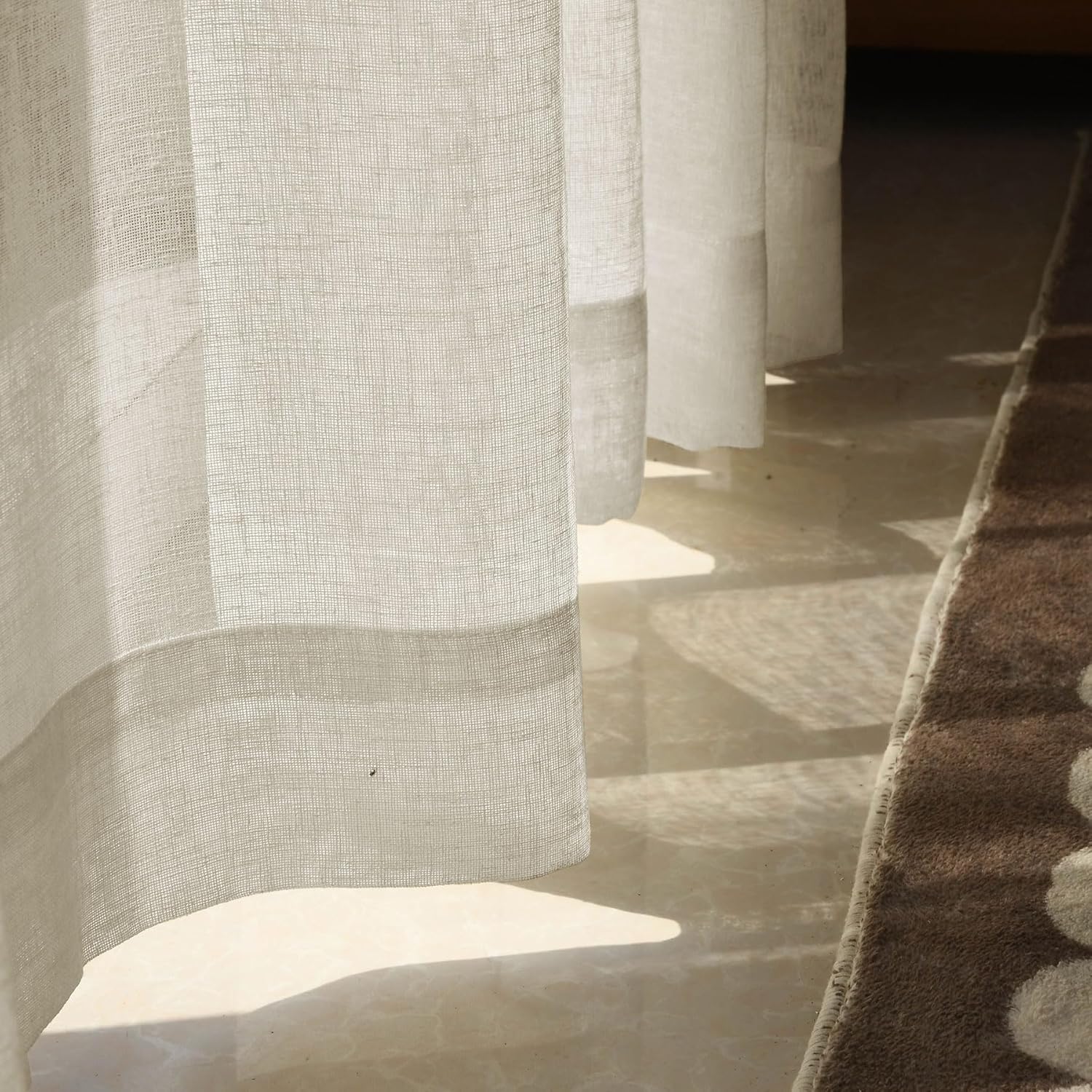 Fcosie Extra Wide Linen Textured Sheer Drapes 102 inches Length, Pinch Pleat Curtain for Sliding Patio Door for Traverse Rod & Track, Light Filtering Draperies, Beige 200" W by 102" L (1 Panel)