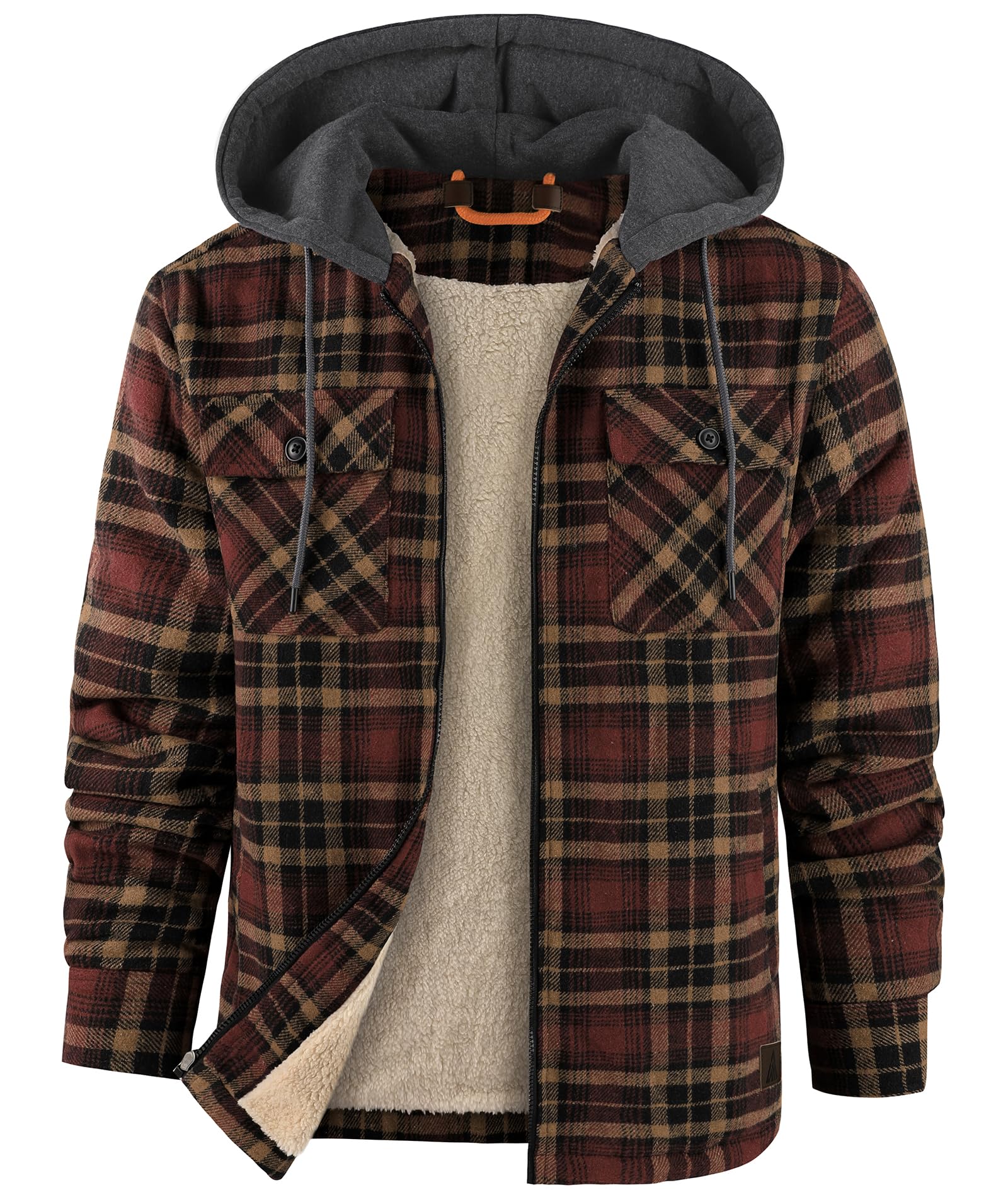 zitysport Camisa Hombres Sherpa Fleece Cuadros Forrada Chaqueta de Invierno Forro Polar Abrigo Bolsillos Chaqueta de Franela Camisa de Exteriores Hombre Sudadera con Capucha