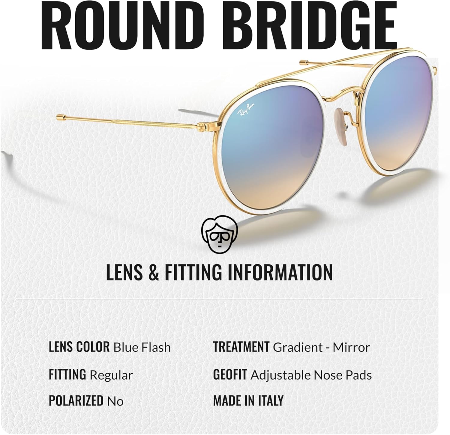 Ray-Ban RB3647N ROUND DOUBLE BRIDGE Round Shaped Sunglasses for Men & Women with Official RAYBAN Eyewear Kit - Image 4