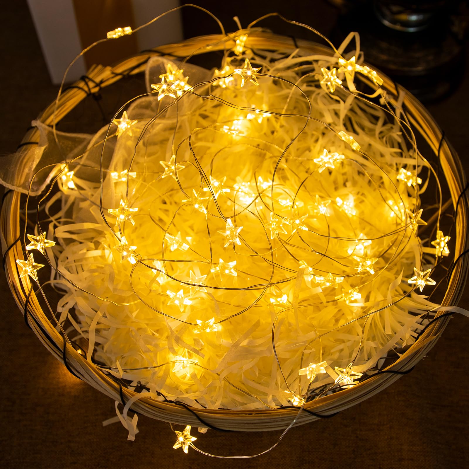 12 confezioni di 20 luci LED a forma di stella, 2 m, a batteria, impermeabili, scintillanti, per fai da te, bottiglie, tavolo, Natale, Ramadan, matrimonio, Halloween, decorazione bianca calda