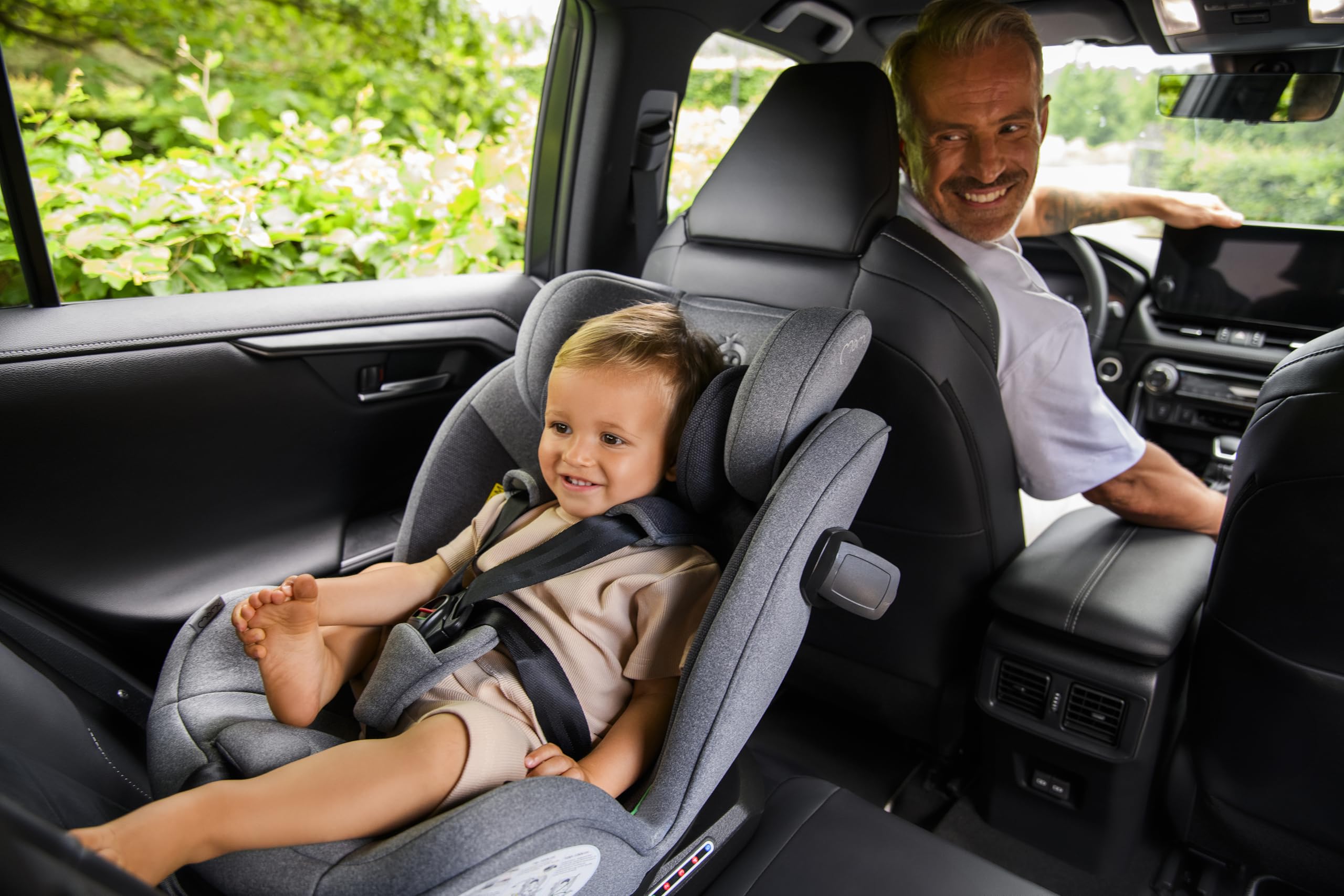 MoMi Autositz für Kinder EMI 0-12 Jahre (Gruppe 0+, 1, 2, 3, 3, Kinder bis 36 kg, 40 bis 150 cm), 360° drehbar, Einbau rückwärts: bis 18 kg, vorwärts: ab 18 kg, Befestigung mit ISOFIX und Top-Tether