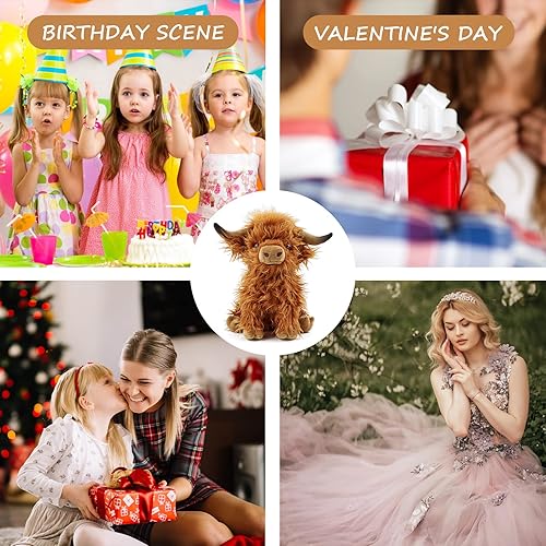 Miniatura 5 de Gluutoyashop Juguete de peluche de vaca de las tierras altas escocesas lindo juguete de peluche de granja regalos de cumpleaños de Navidad para