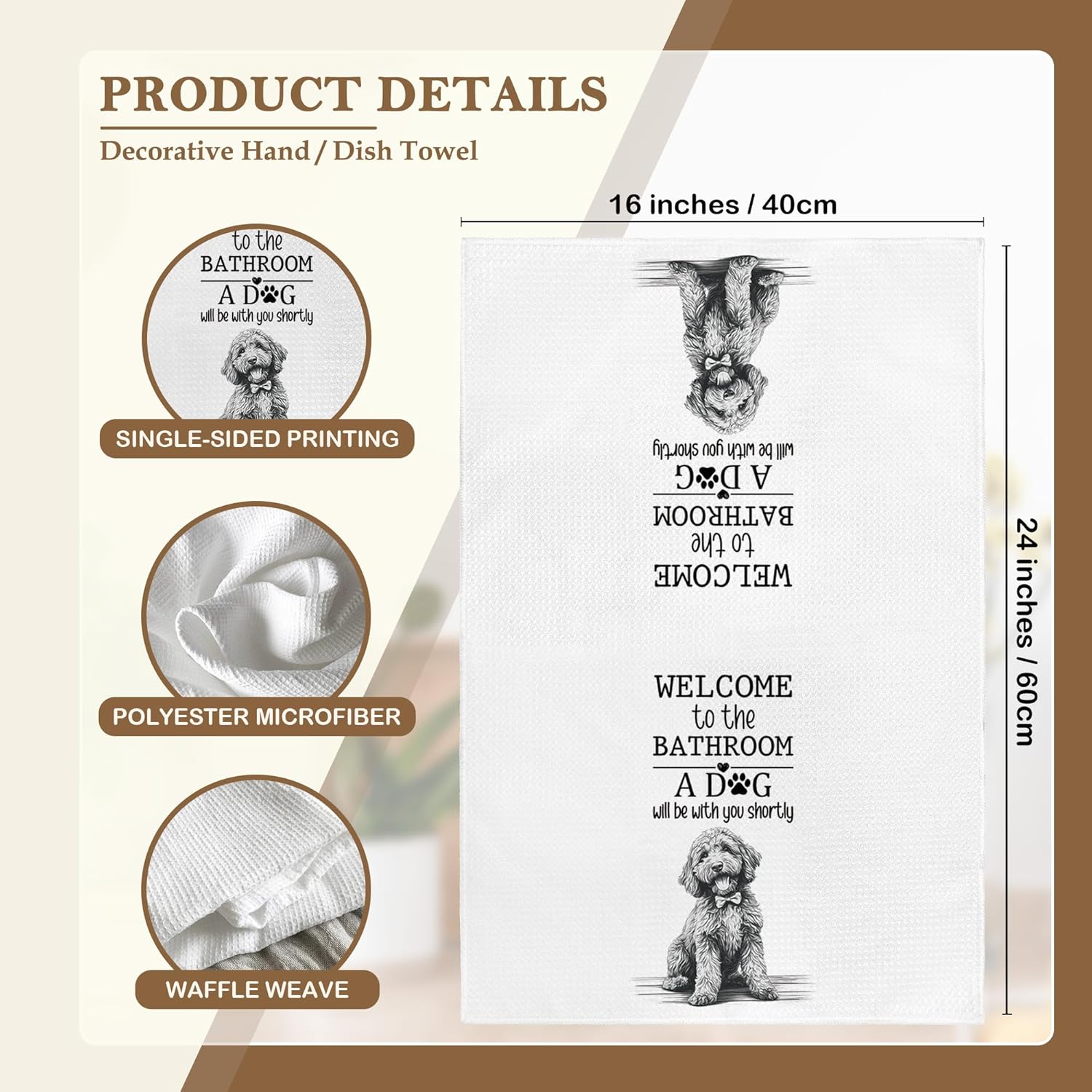 Funny Goldendoodle Dog Bathroom Hand Towels Decorative 16x24 Set of 2, Goldendoodle Gifts Dish Towels Cloths Dishcloths Tea Towel Gifts for Women, Dog Bathroom Kitchen Hand Towel Decor - Image 7