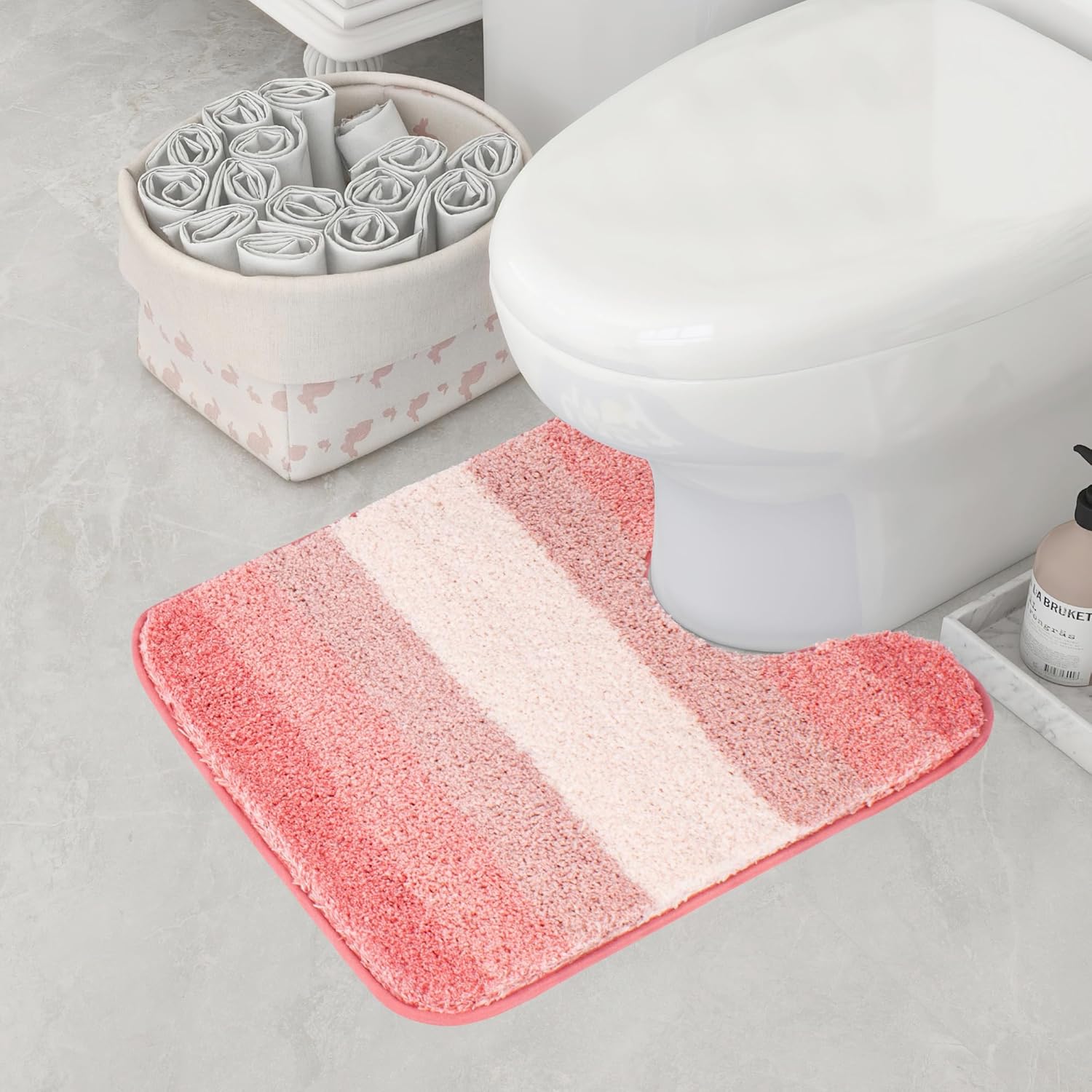 Walensee Bathroom Contour Rug (20 x 24, Ombre pink) Bath Mat for Bathroom Non Slip