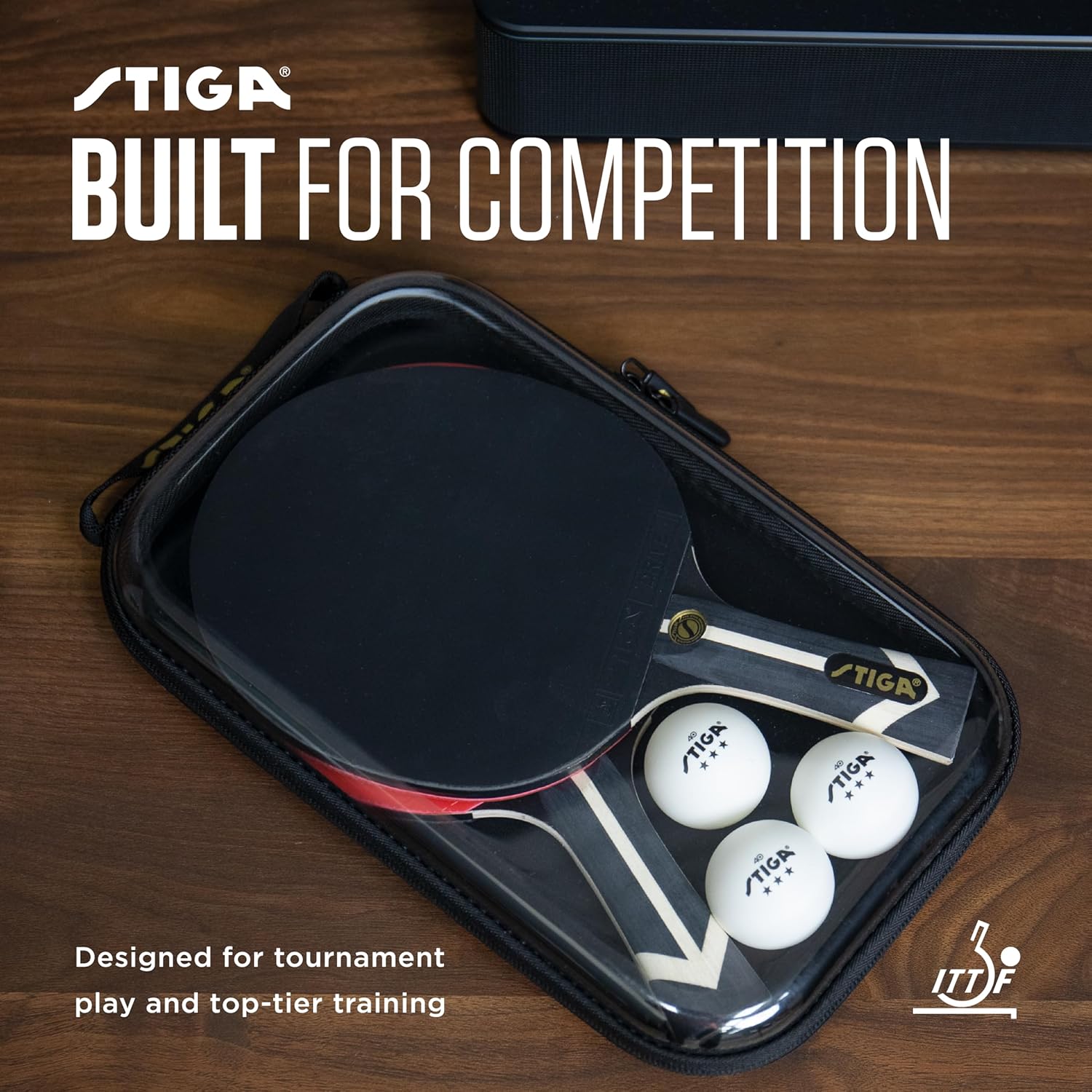 STIGA Premium 2‑Player Table Tennis Set – Includes 2 ITTF Approved Paddles, 3 White 3‑Star Ping Pong Balls & Carry Case