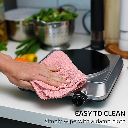 Miniatura 4 de Ovente - Quemador eléctrico infrarrojo de 75 pulgadas de cerámica con 6 niveles de control de temperatura y base de acero inoxidable fácil de