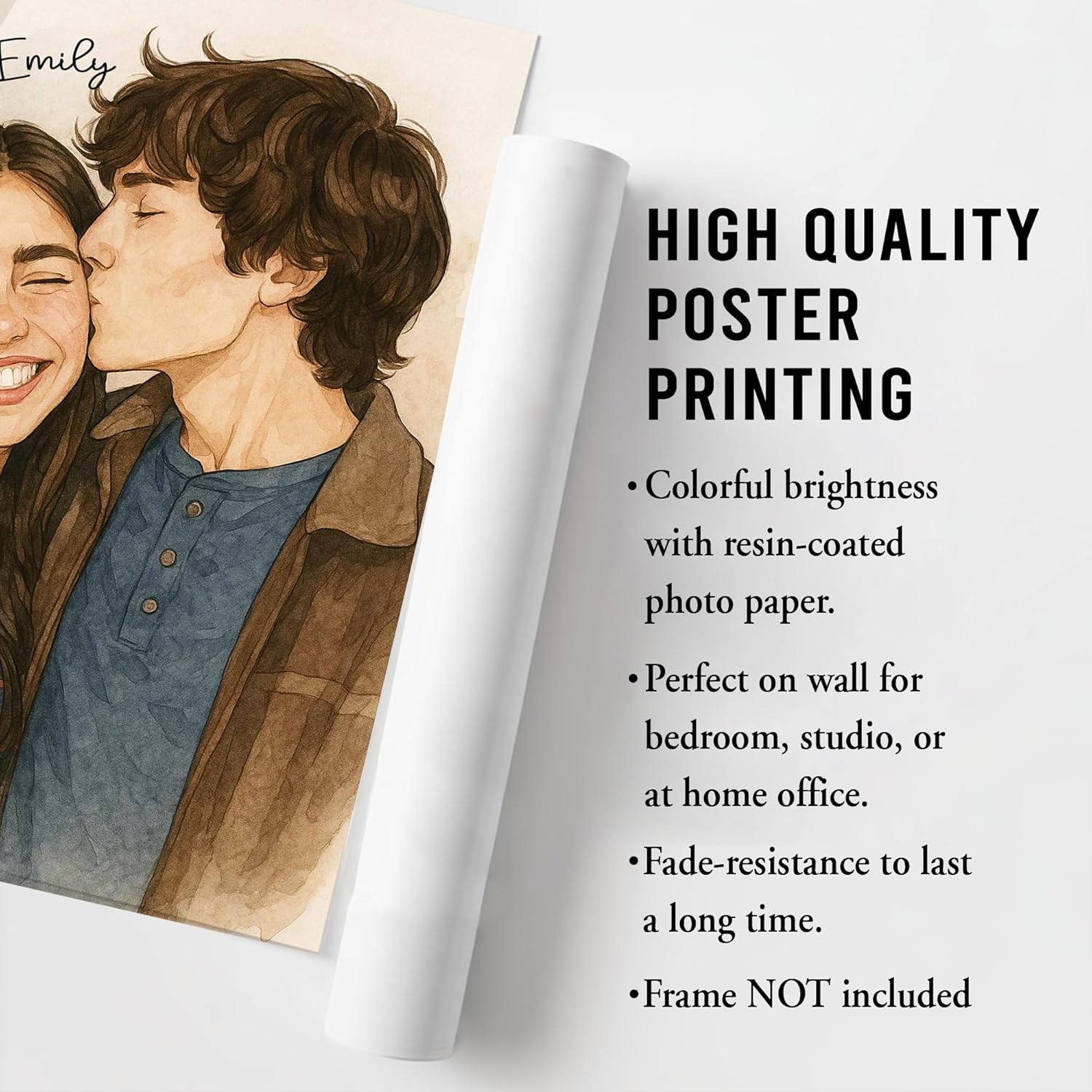 FAMITRENDZ Custom Watercolor Portrait, Custom Couple Portrait Canvas Wall Art Print, Portraits from Photo, Personalized Gift for Her, Him, Wife, Husband, Valentine Wedding Birthday Gifts for Men Women - Image 3