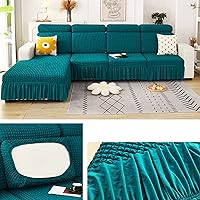Vista 14 de Fundas elásticas para cojín en forma de L, funda de sofá modular de 1/2/3/4 asientos, con falda, sillón, sofá biplaza, protector de muebles