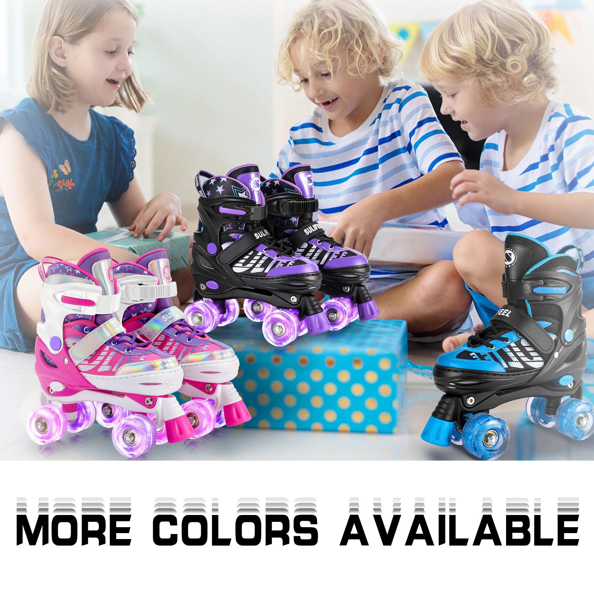 Patins à Roulettes 4 Roues, Rollers Parallèles Avec Roues Lumineuses