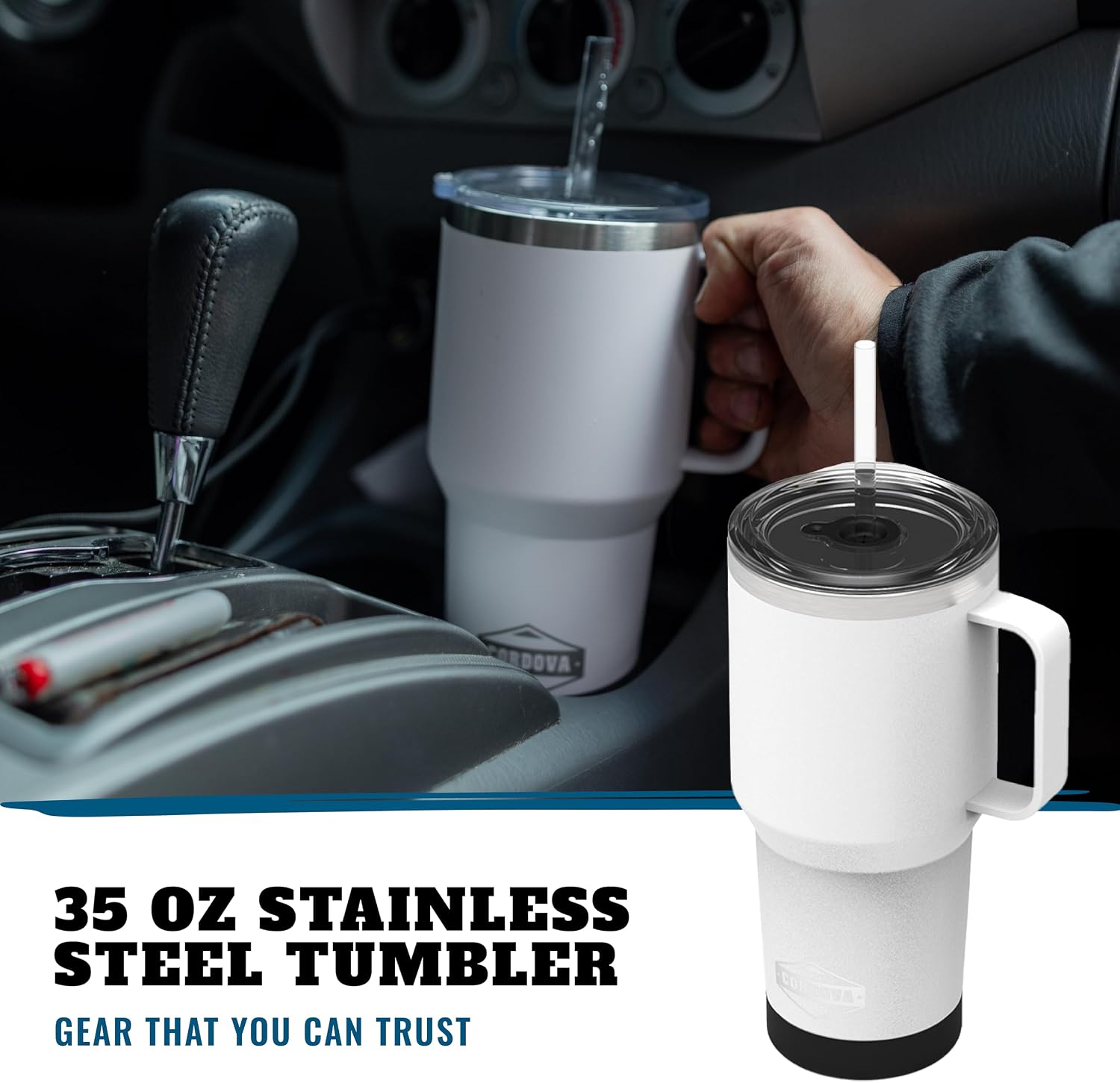 Cordova Outdoors Trailhead Class Tumbler, Snowcap, 35 oz