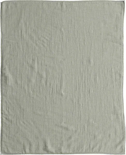 Creative Co-Op Cotton Double Cloth Blanket with Trim in Bag, Green Baby Textiles, 40" L x 32" W x 0" H